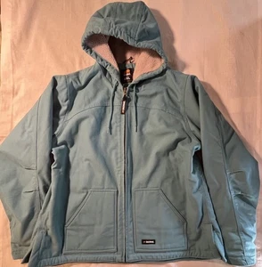 Berne Women’s 2XL Hooded Zip Teal Canvas Lined Chore Jacket, Great Condition! - Picture 1 of 8