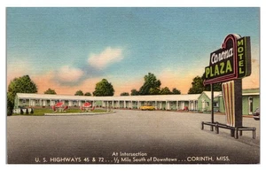 CORINTH, MISSISSIPPI - CORONA ROADSIDE PLAZA MOTEL - VINTAGE LINEN POSTCARD - Picture 1 of 2
