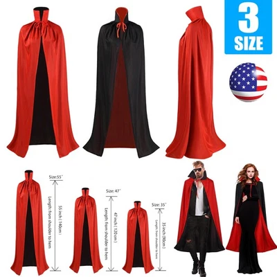 Negro Rojo Halloween Vampiro Disfraz Capa Capa para Hombres Mujeres Juegos con disfraces Fiesta Decoración Foto 1 de 4