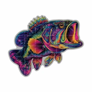 Colorful Largemouth Bass, Sticker, Peel N' Stick, Different Sizes - Picture 1 of 8