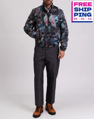 PVP €1183 EMPORIO ARMANI SURREAL Chaqueta Bomber de Cuero EU48 US38 M Cuello Alto Foto 1 de 4