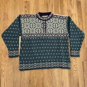 Suéter Pullover Vintage LL Bean Henley Botón Talla Mediana Mezcla Lana EE. UU. De Colección - Imagen 1 de 13