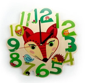 Wood Decoration Wall Clock fuchs Bxlxh 9 21/32x1 9/16x9 21/32in New Zimmeruhr - Picture 1 of 1