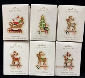 New Hallmark Ornament Lot 2009 Santa’s Sleigh w/Reindeer & Elf COMPLETE SET OF 6 - Picture 1 of 3