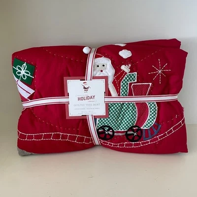 Pottery Barn Kids Quilted Tree Skirt NEW unopened red timeless Santa Train red - Image 1 of 4