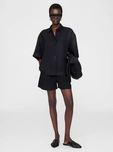 Anine Bing Black Linen Blend Coco Shirt Label Size M UK 10 - Picture 1 of 6