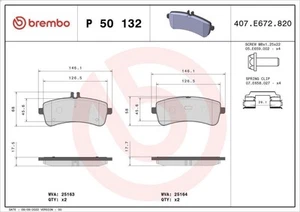 Brake Pad Set, disc brake BREMBO P 50 132 for SL (R231) 6 2012-2018 - Picture 1 of 6