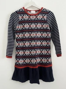 Hanna Andersson Niñas Talla 130 Fair Isle Suéter Vestido Azul Marino Óxido Talla 8 Vacaciones - Imagen 1 de 5