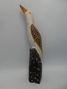 TIWI ISLAND ABORIGINAL OCHRE PAINTED CARVED WOODEN BIRD STATUE TOTEM - Picture 1 of 6