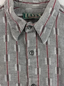 Vintage 90's Levis Sutter Creek Shirt Mens M Gray Red Flannel Cowboy Aztec - Picture 1 of 14