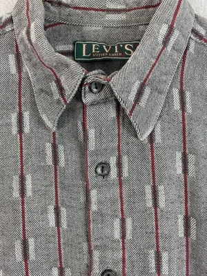 Vintage 90's Levis Sutter Creek Shirt Mens M Gray Red Flannel Cowboy Aztec - Image 1 of 4