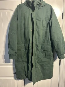 Mens Vintage LL Bean Goose Down Gore Tex Puffer Long Coat Green Hooded XL Tall - Picture 1 of 13