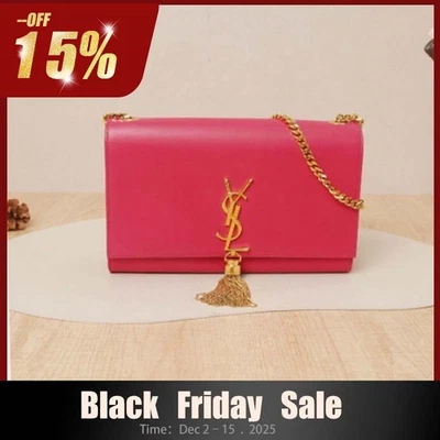 Auténtico Bolso de Hombro Saint Laurent YSL Monograma Kate Mediano Borla Cadena Rosa Foto 1 de 4