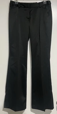 EXPRESS Women's Editor Dress Pants Size 4, Black, Satin, Flare Leg  - Image 1 of 4