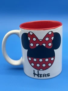 Vintage Disney Minnie Mouse Kaffeebecher Tasse rote Schleife Punkte "her" von Jerry Leigh - Bild 1 von 8