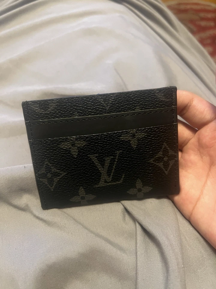 Mini billetera negra de lujo delgada de diseñador porta tarjetas porta efectivo soporte lateral Foto 1 de 4