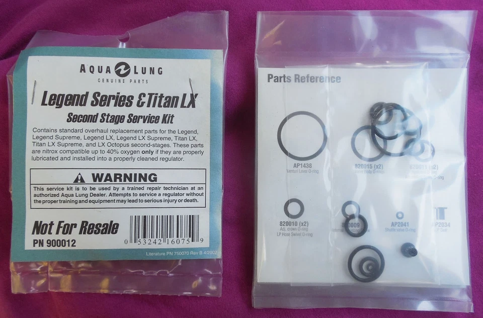 AQUA LUNG LEGEND SERIES & TITAN LX SECOND STAGE SERVICE KIT - NEW OLD STOCK! - Image 1 of 1