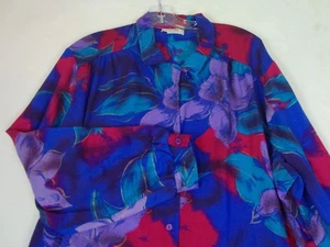 Vintage Jozell Brand Women's Long Sleeve Button Up Shirt Floral USA Size 3X - Picture 1 of 11