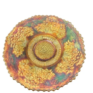 Fenton Blue Orange Tree 9" Antique Carnival Glass Plate Iridescent Vintage Rare  - Bild 1 von 11