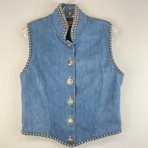 Double D Ranch Wear Denim Studded Vest Women’s Size M - Picture 1 of 8