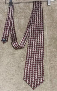 Geoffrey Beene Red Gold Marron Geometric 100% Imported Silk - Picture 1 of 4
