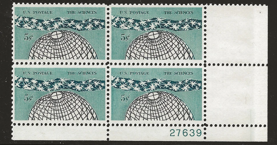 US Scott #1237, Plate Block #27639 1963 Sciences 5c FVF MNH Lower Right - Image 1 of 1