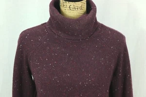 C & C California M Tweed Pullover Sweater Turtle Neck Wool Blend Knit Burgundy - Picture 1 of 6