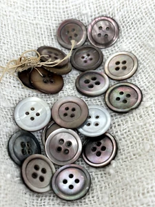 19 Abalone Pearl Buttons, 45-Hole w Rims, 3/4" - Picture 1 of 9