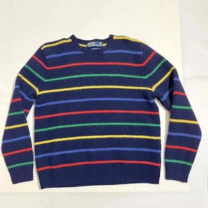 Vintage Polo Ralph Lauren Womens Rainbow Striped Lambswool Sweater Size Medium - Picture 1 of 7