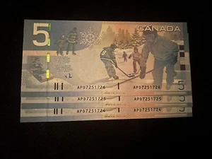 APD7251725 2006 Consecutive Repeater Canada 5$ Dollar Bank Note UNC - Picture 1 of 2