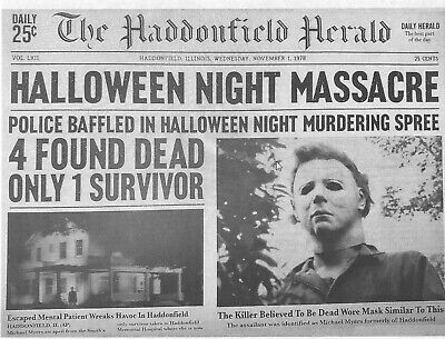 1978 Halloween Haddonfield Herald Halloween Night Massacre Michael Myers 🔪🎃 • 2.99$