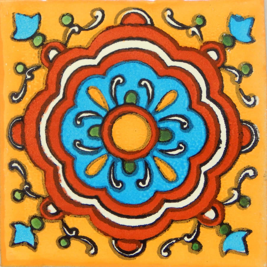 Mexican Tile Folk Art Handmade Talavera Backsplash Handpainted Mosaic # C266 - Image 1 of 1