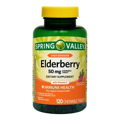 Spring Valley Fast Dissolve Elderberry Chewable Tablets, 50 mg, 120 Ct..+ - Image 1 of 2