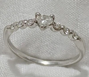 Heart Natural Diamond Ring/Pt900 Sz 5.75 - Picture 1 of 9