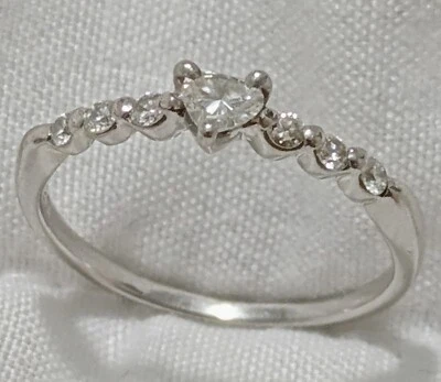 Anillo Corazón Diamante Natural/Pt900 Talla 5.75  Foto 1 de 4