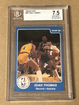 1984-85 Star Basketball #287 Isiah Thomas Pistons RC Rookie HOF BGS 7.5 - Image 1 of 4