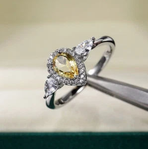 Designer Ring für Valentinstag Geschenke 1,95 ct simulierter Diamantring versilbert - Bild 1 von 7