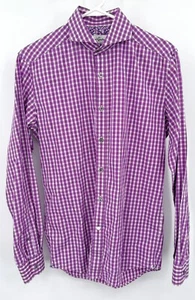 Robert Graham Purple Check Button Up Tailored Fit Size 38 15 - Picture 1 of 5