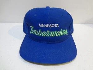 Vintage NBA Minnesota Timberwolves Script Snapback Hat 90s Sports Specialties - Picture 1 of 6