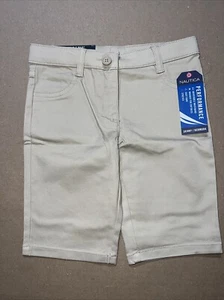 Nautica Girls' Khaki Color School Uniform Bermuda Shorts - Stretchy - 6X Regular - Picture 1 of 2