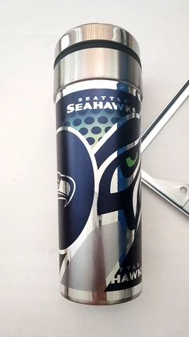 NFL Seattle Seahawks Travel Tumbler with Metallic Graphics,22-Ounce,Silver Cover