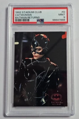 1992 Stadium Club Batman Returns #D Catwoman Preview Card Graded PSA 9 Mint Pop8 - Image 1 of 2