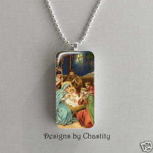 Belén Collar Dominó De Colección Arte Navideño Dije Colgante María José Niño Jesús - Imagen 1 de 1