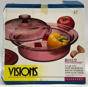 VTG 1994 Corning Cranberry Visions 6015084 Covered Round Casserole 1½ Qt 1.5 L - Picture 1 of 7