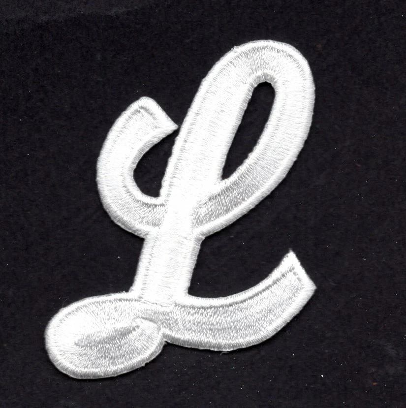 LETTERS White Script  2" Letter "L" - Iron On Embroidered Applique - Image 1 of 1
