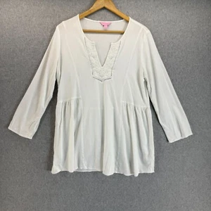 Top tunica Lilly Pulitzer bianco contadino Lyndsea ricamato scollo a V donna medio - Foto 1 di 11