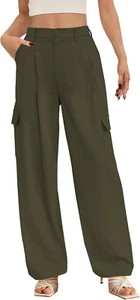 Women'S Wide Leg Cargo Pants High Waisted Trousers Pants Casual Dress Pants with - Picture 1 of 12