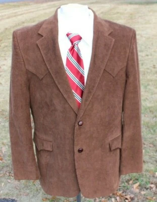 Men's 44R Western Corduroy Circle S Rancher 2 Button Blazer Elbow Patches *FLAW* - Image 1 of 4