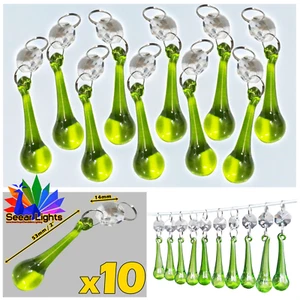 10 Sage Antique Green Chandelier Glass Crystals Orb Drops Beads Prisms Droplets - Picture 1 of 13