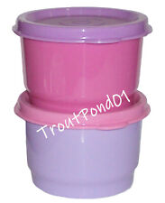 TUPPERWARE Snack Cups Set 2 Small Bowls 4 oz Solid Colors Pink and Lilac Purple